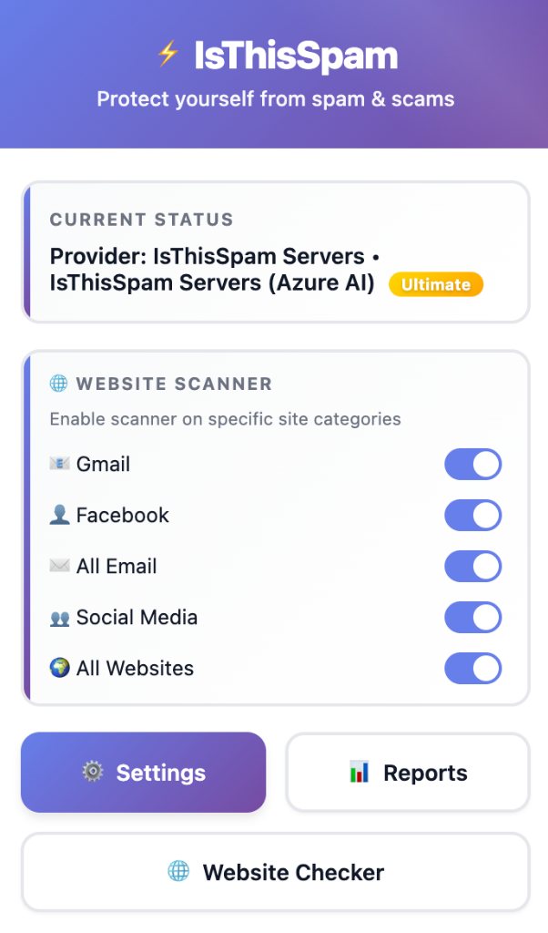 IsThisSpam Extension Interface